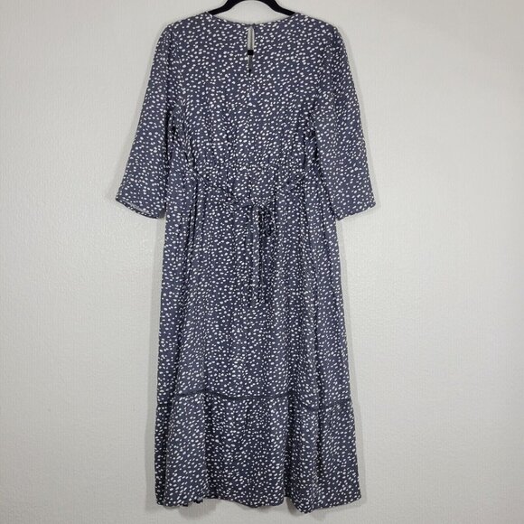 Ingrid & Isabel Maternity Maxi Dress Women Medium Blue Polka Dot 3/4 Sleeve - Picture 5 of 11